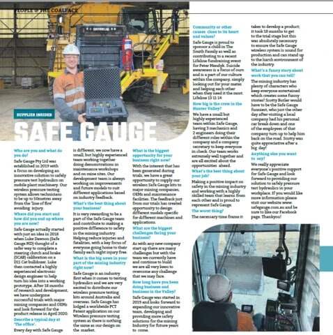 Coalface Magazine Article Feb-March 2020 Edition - SafeGauge
